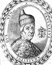Porträtt Paoluccio Anafesto (697-717). Första dogen av Venedig.