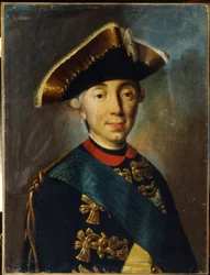 Porträtt av tsaren Peter III av Ryssland (1728-1762) (Porträtt av tsaren Peter II av Ryssland). Peter II Fiodorovitch, eller även Charles Peter Ulrich, hertig av Holstein Gottorp, förste härskare över den holsteinska Gottorpska grenen, som senare tog namne