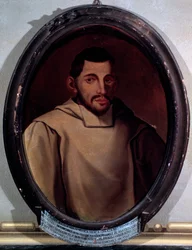 Porträtt av Adriano Banchieri (1568-1634) italiensk kompositör, musikteoretiker, organist och poet Anonym målning. 1600-talets Bologna Conservatorio G. Rossini