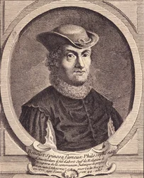 Porträtt av Baruch Spinoza (1632-1677), holländsk filosof, även känd som Bento de Espinosa eller Benedictus de Spinoza eller Benoit de Spinoza. Gravyr av 1700-talet.