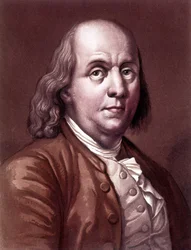 Porträtt av Benjamin Franklin (1706-1790), amerikansk filosof, fysiker och ambassadör.
