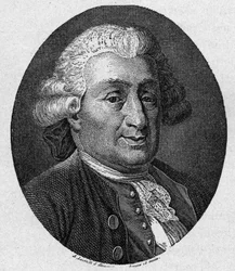 Porträtt av Carlo Goldoni (1707 - 1793), italiensk serieförfattare. Gravyr 1800-tal av A. Locatelli