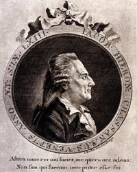 Porträtt av Casanova (1725 - 1798) - porträtt i frontispice, i Historien om min flykt från fängelserna i Republiken Venedig, skrivet i Dux en Bohemia