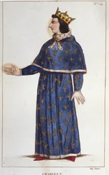 Porträtt av Karl V den vise (1338 - 1380). gravyr från 1830