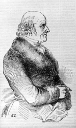 Porträtt av Christian Hahnemann (1755 - 1843), grundare av homeopati. Gravyr av 1800-talet.