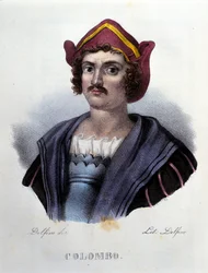 Porträtt av Christopher Columbus, gravyr från 1800-talet.