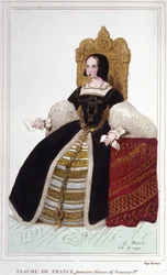 Porträtt av Claude de France (1499 - 1524) fru till Francois 1st, Frankrikes kung Gravyr från 1830