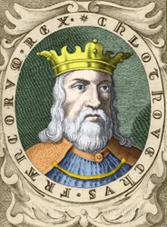 Porträtt av Clovis I (v. 466 - 511) Frankernas kung.