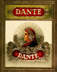 Porträtt av Dante Alighieri (1265-1321). 1800-talets kromolitografi.