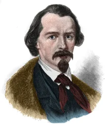 Porträtt av Emanuel von Geibel (1815-1884) tysk poet och dramatiker.