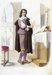 Porträtt av Eustache Le Sueur, fransk målare (1616-1655). på hans verkstad - i "Den franske Plutarchen"", av Mennechet