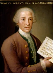 Porträtt av Francesco Durante (1684-1755), organist och mästare i det napolitanska kapellet Anonym målning. 1700-talets Bologna, Civic Musical Bibliographic Museum