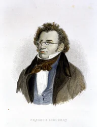 Porträtt av Frantz Schubert (1797 - 1828) - gravyr