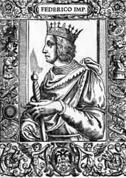 Porträtt av Fredrik II (1194-1250), tysk kejsare.
