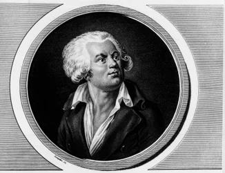Porträtt av Georges Jacques Danton, konventionell advokat (1759-1794). Gravyr i "" Komplett samling av historiska målningar från den franska revolutionen, i tre volymer.""" 1804.
