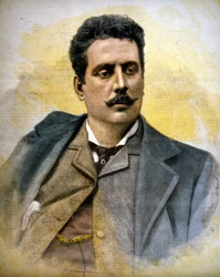 Porträtt av Giacomo Puccini (1858-1924), italiensk kompositör.