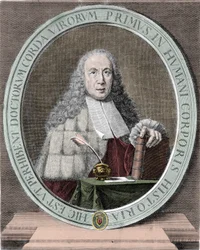 Porträtt av Giovanni Battista Morgagni (1682-1771) italiensk läkare och anatom. Milanese.