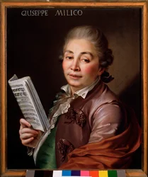 Porträtt av Giuseppe Millico (1737-1802) italiensk castrato Anonym målning. 1700-talets Bologna, medborgarmusikaliskt museum