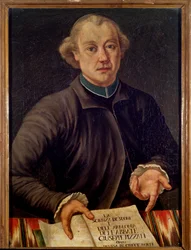 Porträtt av Giuseppe Pizzati, italiensk musikteoretiker (målning