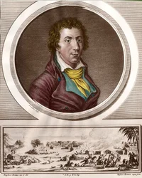 Porträtt av Jacques Pierre Brissot de Warville (1754-1793), fransk journalist och politiker. Han grundade Sällskapet för svarta människors vänner, en förespråkare för slaveriets avskaffande. Gravyr från 1700-talet. Privat samling.