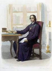 Porträtt av Jean Baptiste (Jean-Baptiste) Massillon, fransk predikant (1663-1742) - i "" Le Plutarque Francais", red. Mennechet