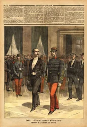 Porträtt av Jean Casimir-Perrier (Casimir Perrier, Casimir Perrier, Casimir-Perrier) (1847-1907), ny ordförande för deputeradekammaren. Gravyr i "" Le petit journal"" 1893-01-28. Selvas samling.