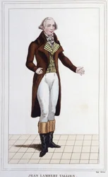 Porträtt av Jean Lambert (Jean-Lambert) Tallian. Fransk politiker (1767 till 1820) biträdande konventets gravyr från 1830