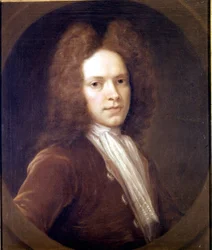 Porträtt av John Christopher Pepusch (1667 - 1752) brittisk kompositör.