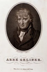 Porträtt av Josef Gelinek (Joseph) (1758-1825) österrikisk pianist, kompositör och teolog Gravyr. 1800-talet. Bologna, civico museo musico