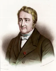 Porträtt av Joseph Pelletier (1788 - 1842), fransk kemist. Gravyr av 1800-talet. Privat samling.