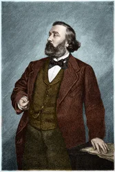 Porträtt av Leon Gambetta (1838-1882), fransk politiker.
