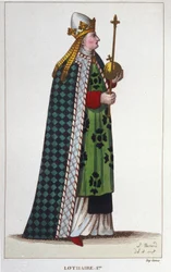 Porträtt av Lotharia I (795-855), kejsare av väst och kung av Italien gravyr från 1830