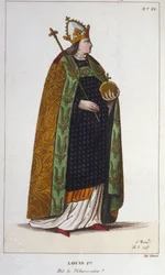 Porträtt av Ludvig I den fromme eller Debonnaire (778 - 840), kejsare av västerlandet gravyr från 1830