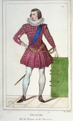 Porträtt av Ludvig XIII (1601 - 1643), kung av Frankrike, gravyr från 1830