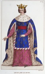 Porträtt av Hutinen Ludvig X (1289 - 1316), kung av Frankrike, gravyr från 1830