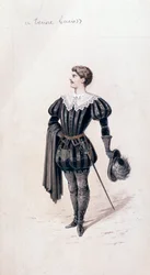Porträtt av Lucio, tenor i Lucia di Lammermoor, opera av Gaetano Donizetti