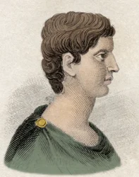 Porträtt av Marc Antoine (Marcus Antonius) general och romersk statsman (v. 83 till 30 f.Kr.).