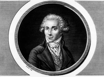 Porträtt av Marguerite Elie Guadet, fransk politiker (1758-1794). Gravyr i "" Komplett samling av historiska målningar från den franska revolutionen, i tre volymer.""" 1804.