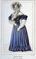 Porträtt av Marie Amélie de Bourbon (1782 - 1866), fransmännens drottning, fru till Louis Philippe I. Gravyr från 1800-talet.