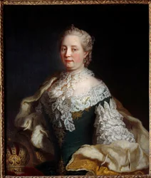 Porträtt av Marie Therese av Österrike av Habsburg Lorraine (Marie Therese Iere av Ungern) (1717-1780) Anonym målning från 1700-talet. Nancy, Musee historique lorrain - Porträtt av Maria Theresia av Österrike Habsburg-Lorraine (Maria Therese I av Hunga