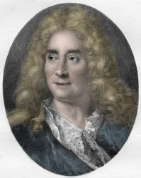 Porträtt av Michel Boyron (Michel Baron), engelsk skådespelare och dramatiker (1653-1729) - gravyr