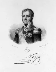 Porträtt av Michel Ney, hertig av Elchingen, prins av Moskova (1769 - 1815), marskalk av Frankrike. Gravyr av 1800-talet.