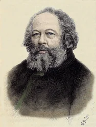 Porträtt av Mikhail Aleksandrovich Bakunin (Bakunin) (1814-1876), rysk anarkist.