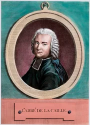Porträtt av Nicolas Louis de Lacaille (1713 - 1762), fransk astronom. Gravyr av 1700-talet. Privat samling.