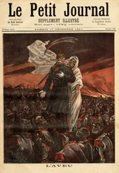 Porträtt av Otto von Bismarck (1815-1890) förbundskansler i kungariket Preussen (1862-1890), han enade Tyskland genom en rad krig och blev den första förbundskanslern (1871-1890) i det tyska imperiet. Han är representerad i denna komposition av Henri Meyer