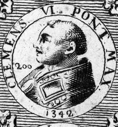 Porträtt av påven Clemens VI (1342-1352).