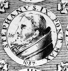 Porträtt av påven Stefan IX (Stefan 9).