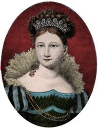 Porträtt av prinsessan Louise (Luise) av Sachsen-Gotha-Altenburg (Sachsen Gotha Altenburg) (1800-1831). Gravyr av 1800-talet