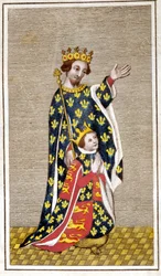 Porträtt av Richard III (1452 - 1485) barn och hans far Richard av York. Gravyr från slutet av 1700-talet. Biblioteca di Brera, Milano.
