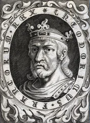 Porträtt av Thierry II (? - 613), kung av Bourgogne och Austrasien.